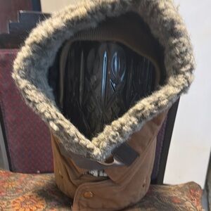 Brown Fur-Lined Hooded Jacket
